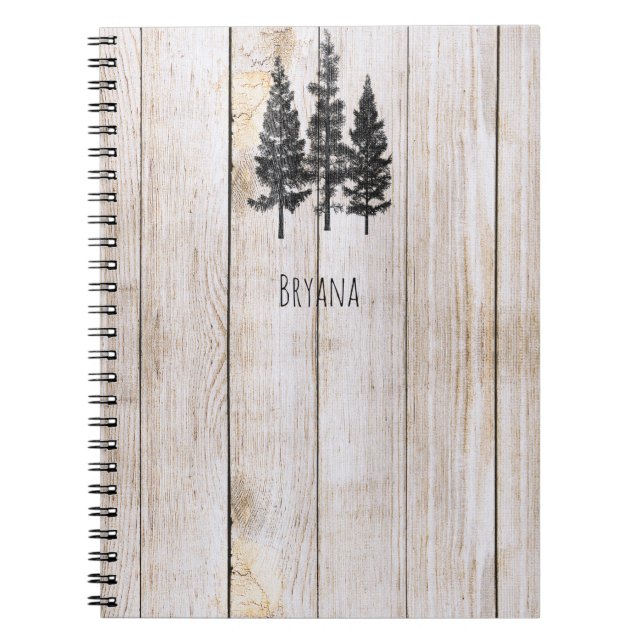 Rustic Pine Trees Wooden Simple Country Notebook (Front)