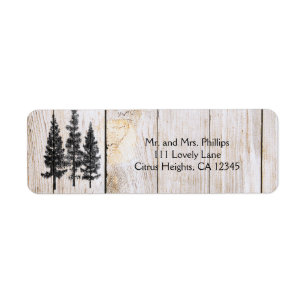 Rustic Pine Trees Wooden Simple Country Wedding Label