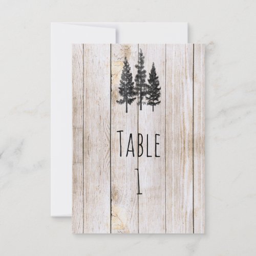 Rustic Pine Trees Wooden Wedding Table Number