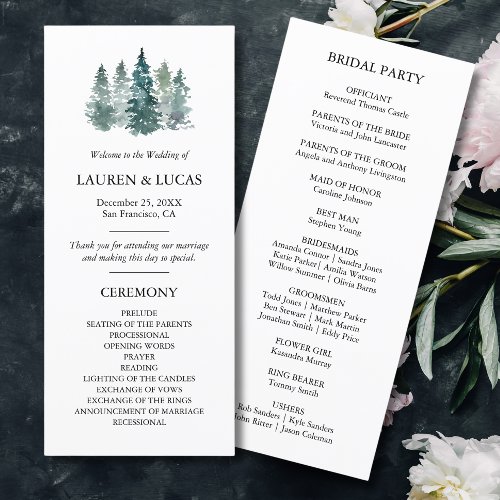 Rustic Pine trees Woodland Forest Ceremony Program