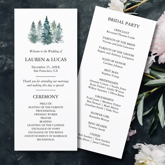 Rustic Pine trees Woodland Forest Ceremony Program (Rustic Pine trees Woodland Forest Ceremony Program)