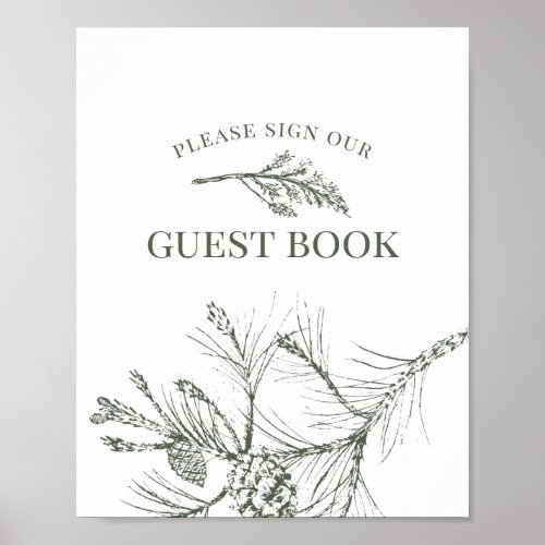 Rustic Pine Wedding Guest Book Sign - Rustic Pine Wedding Guest Book Sign