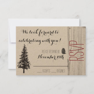 Rustic Pine Wedding RSVP Card