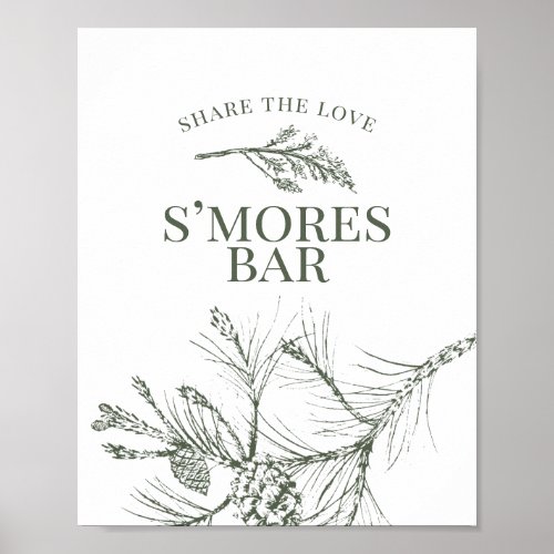 Rustic Pine Wedding Smores Bar Sign