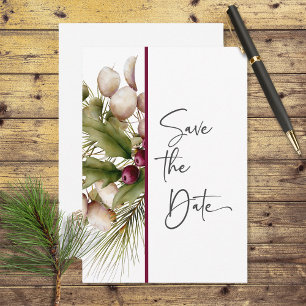 Rustic Pine Winter Bouquet Wedding Save The Date