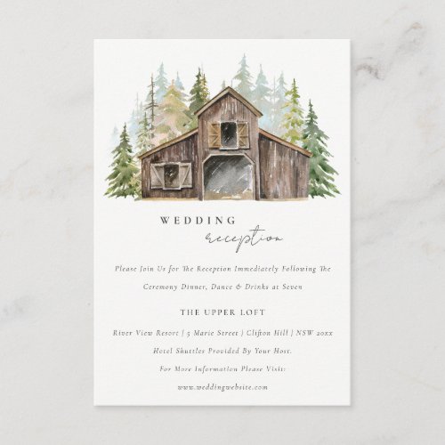 Rustic Pine Wood Forest Barnyard Wedding Reception Enclosure Card