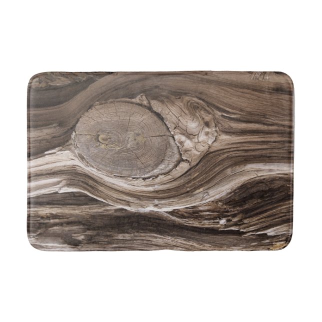 Rustic Pine Wood Knot Natural Texture Photograph Bathroom Mat (Front)