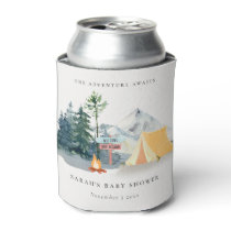 Rustic Pine Woods Camping Mountain Baby Shower Can Cooler