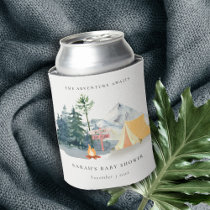 Rustic Pine Woods Camping Mountain Baby Shower Can Cooler