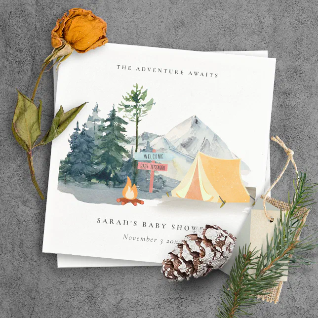 Rustic Pine Woods Camping Mountain Baby Shower Napkins | Zazzle