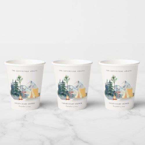 Rustic Pine Woods Camping Mountain Baby Shower Paper Cups