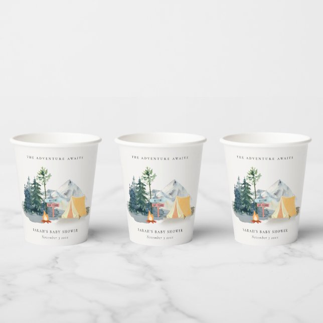 Rustic Pine Woods Camping Mountain Baby Shower Paper Cups (Multi)