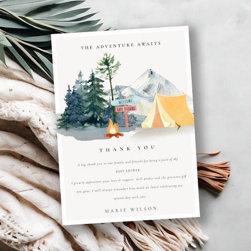 Rustic Pine Woods Camping Mountain Baby Shower Thank You Card