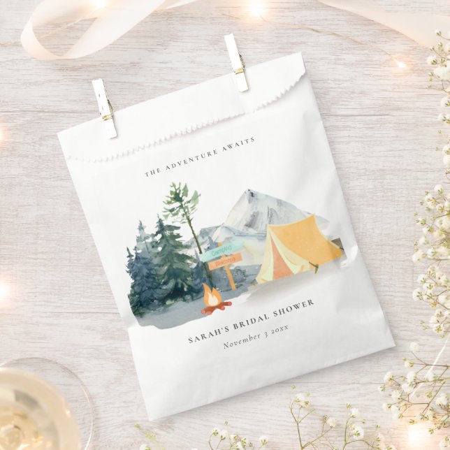 Rustic Pine Woods Camping Mountain Bridal Shower Favor Bag (Clipped)