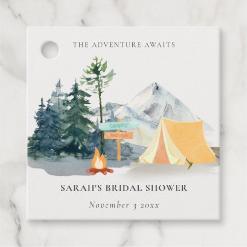 Rustic Pine Woods Camping Mountain Bridal Shower Favor Tags