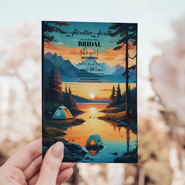 Rustic Pine Woods Camping Mountain Bridal Shower Invitation (Creator Uploaded)