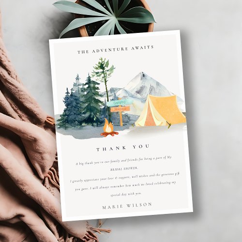 Rustic Pine Woods Camping Mountain Bridal Shower Thank You Card