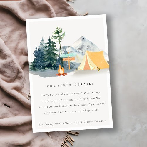 Rustic Pine Woods Camping Mountain Wedding Details Enclosure Card