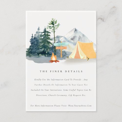 Rustic Pine Woods Camping Mountain Wedding Details Enclosure Card