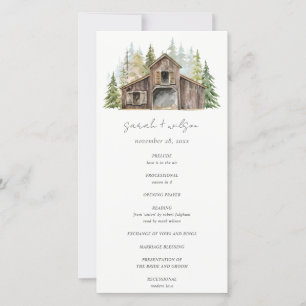 Rustic Pine Woods Forest Barnyard Wedding Program