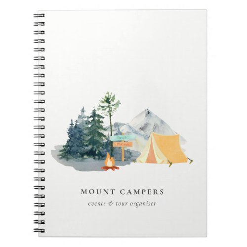 Rustic Pine Woods Watercolor Camping Mountain Camp Notebook