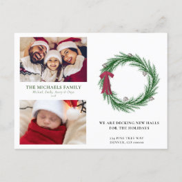 Rustic Pine Wreath 2 Photo Moving Announcement