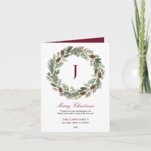 Rustic Pine Wreath Christmas Holiday Card