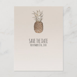 Rustic Pineapple Tropical Hawaiian Save The Date Announcement Postcard