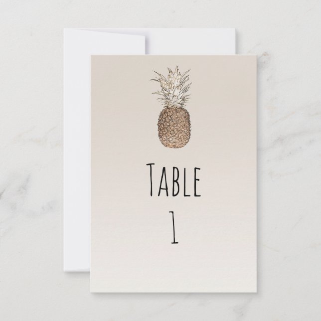 Rustic Pineapple Tropical Hawaiian Table Number (Front)