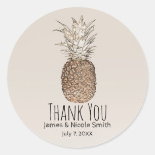 Rustic Pineapple Tropical Hawaiian Wedding Classic Round Sticker