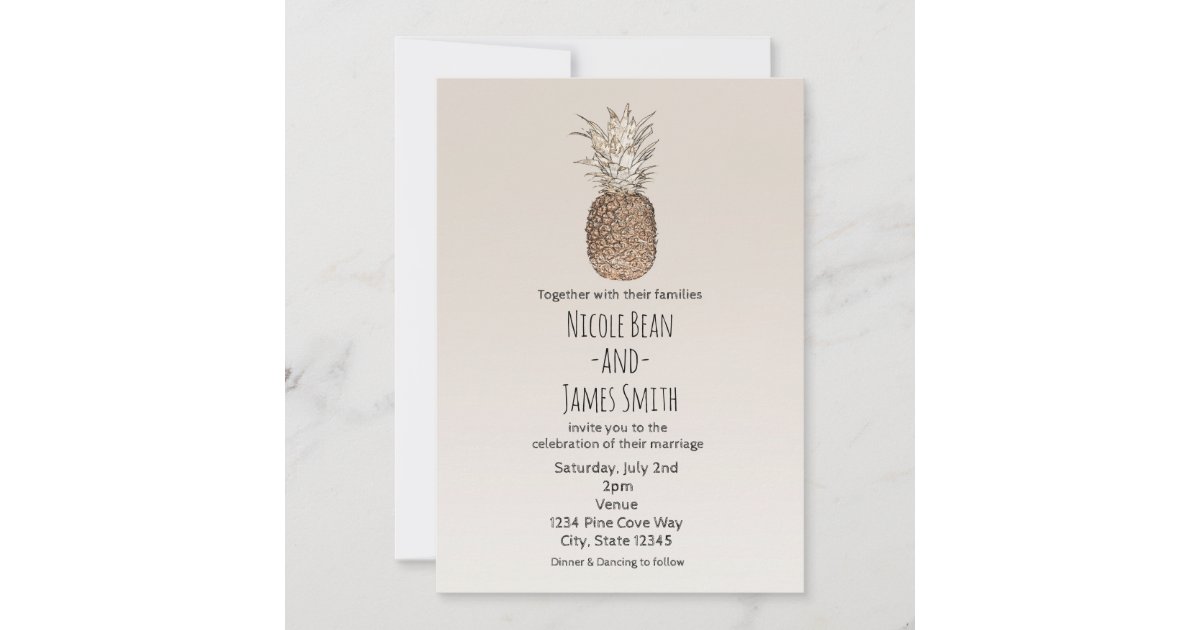 Rustic Pineapple Tropical Hawaiian Wedding Invitation | Zazzle