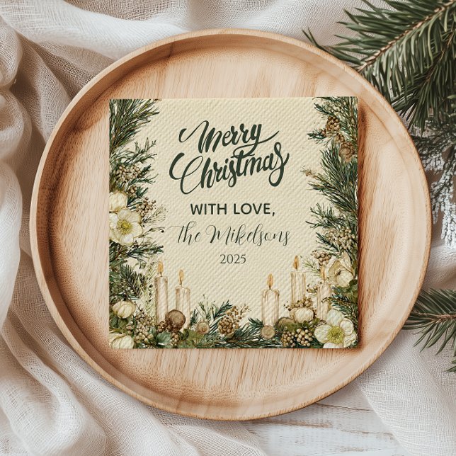 Rustic Pinecone Candle Christmas Napkins (Creator Uploaded)
