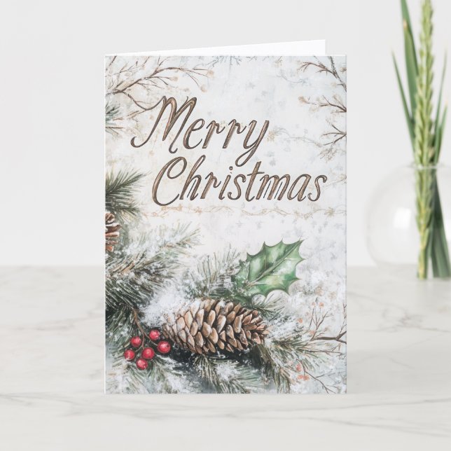 Rustic Pinecone Christmas Card (Front)