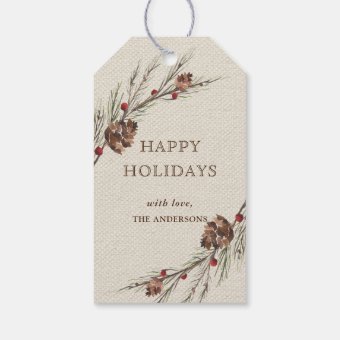 Rustic Pinecone Christmas Holiday Gift Tags | Zazzle