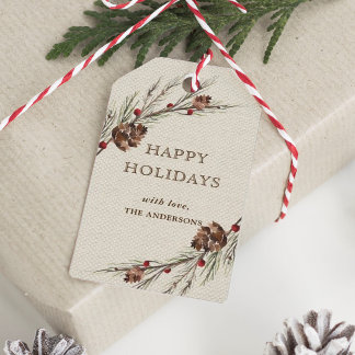 Rustic Pinecone Christmas Holiday Gift Tags