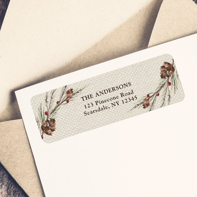 Rustic Pinecone Christmas Holiday Label (Creator Uploaded)