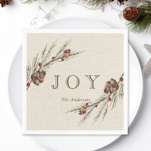 Rustic Pinecone Christmas Holiday Paper Napkins