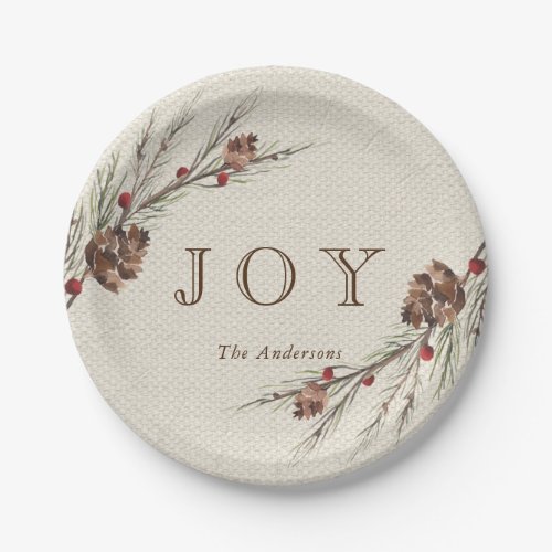Rustic Pinecone Christmas Holiday Paper Plates