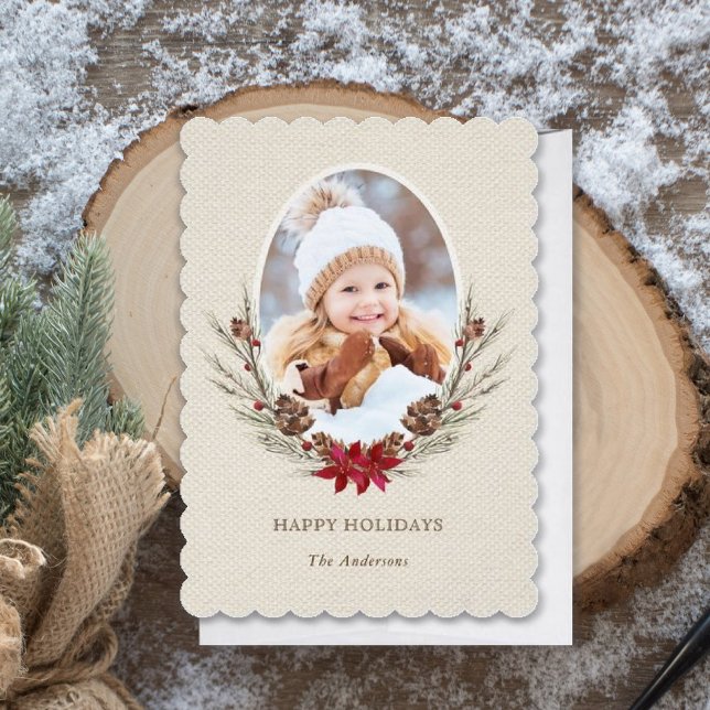 Rustic Pinecone Christmas Holiday Photo Card (Creator Uploaded)