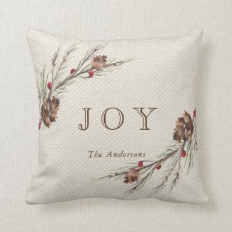 Rustic Pinecone Christmas Holiday Throw Pillow