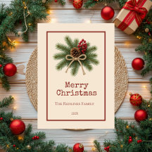 Rustic Pinecone & Evergreen Merry Christmas