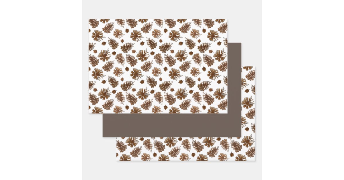 Rustic Pinecone Watercolor Wrapping Paper Sheets | Zazzle