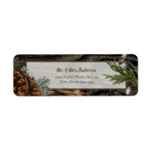 Rustic Pinecone Wedding Address Label