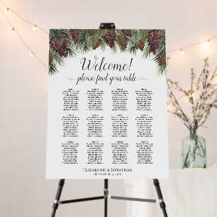 Rustic Pinecones 12 Table Wedding Seating Chart Foam Board