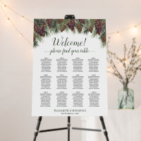 Rustic Pinecones 12 Table Wedding Seating Chart