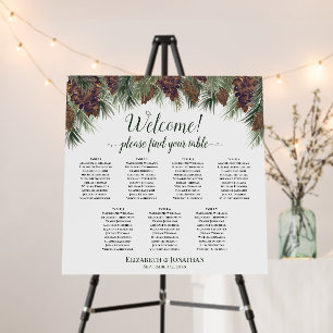 Rustic Pinecones 7 Table Wedding Seating Chart Foam Board