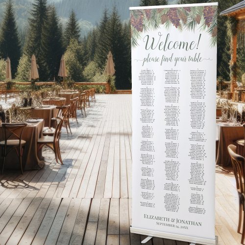 Rustic Pinecones Alphabetical Seating Chart Retractable Banner