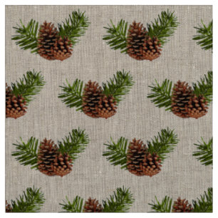 Rustic Pinecones and Branches Fabric