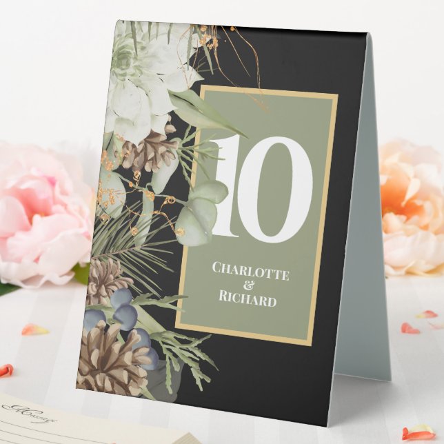 Rustic Pinecones Border Table Numbers Tent (In SItu (Wedding))