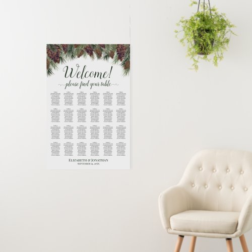 Rustic Pinecones &amp; Branches 24 Table Seating Chart Foam Board